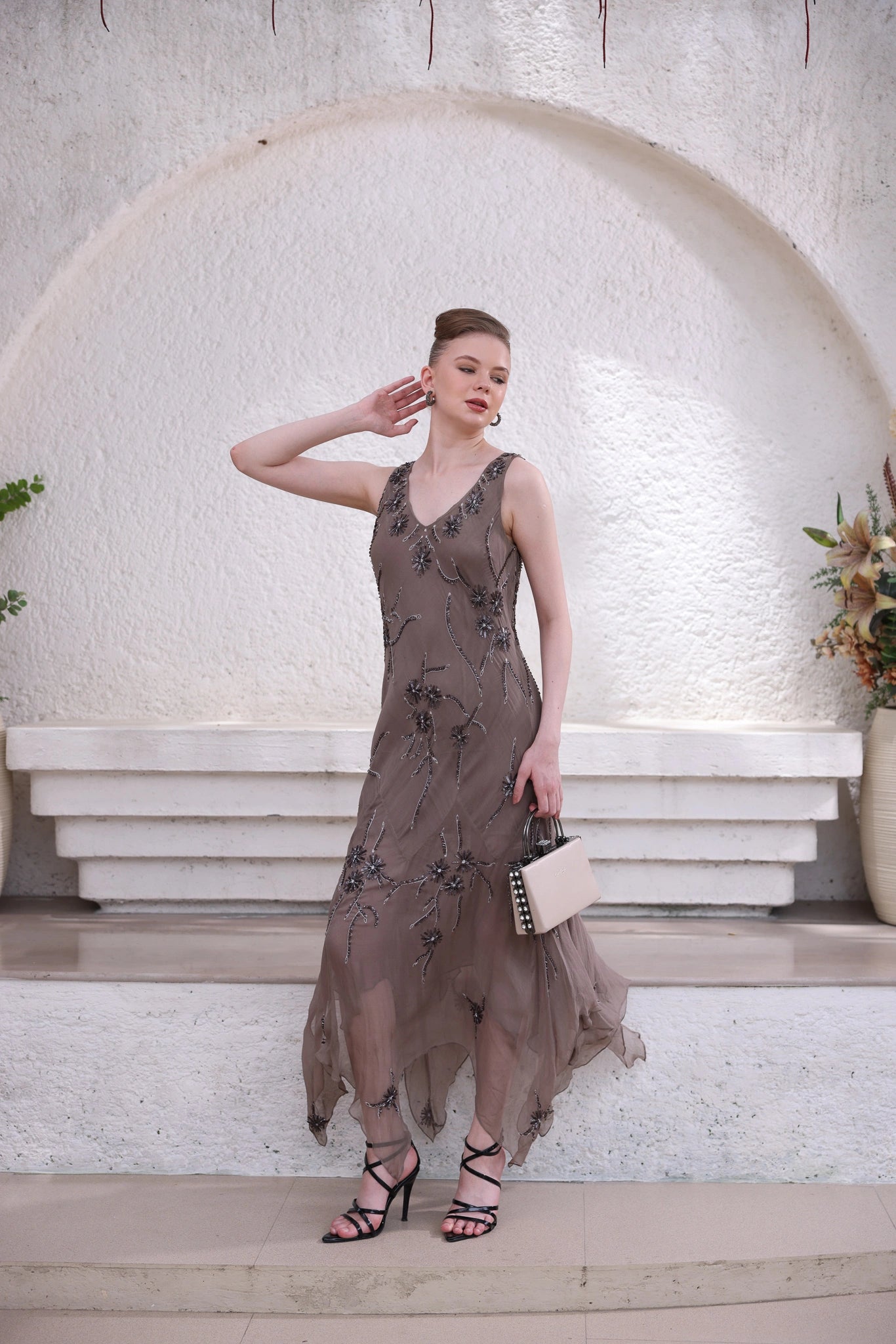 Taupe Beaded Dress – Edition Two