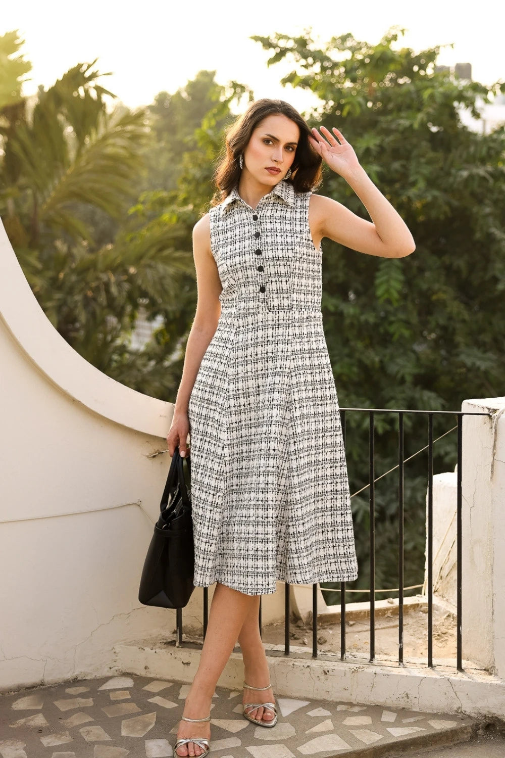 Black & White Tweed Day Dress
