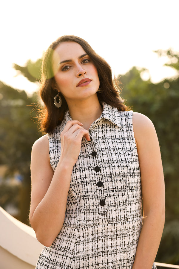 Black & White Tweed Day Dress