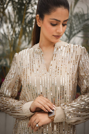 Champagne Sequin Embellished Dress