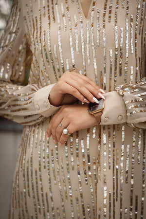 Champagne Sequin Embellished Dress