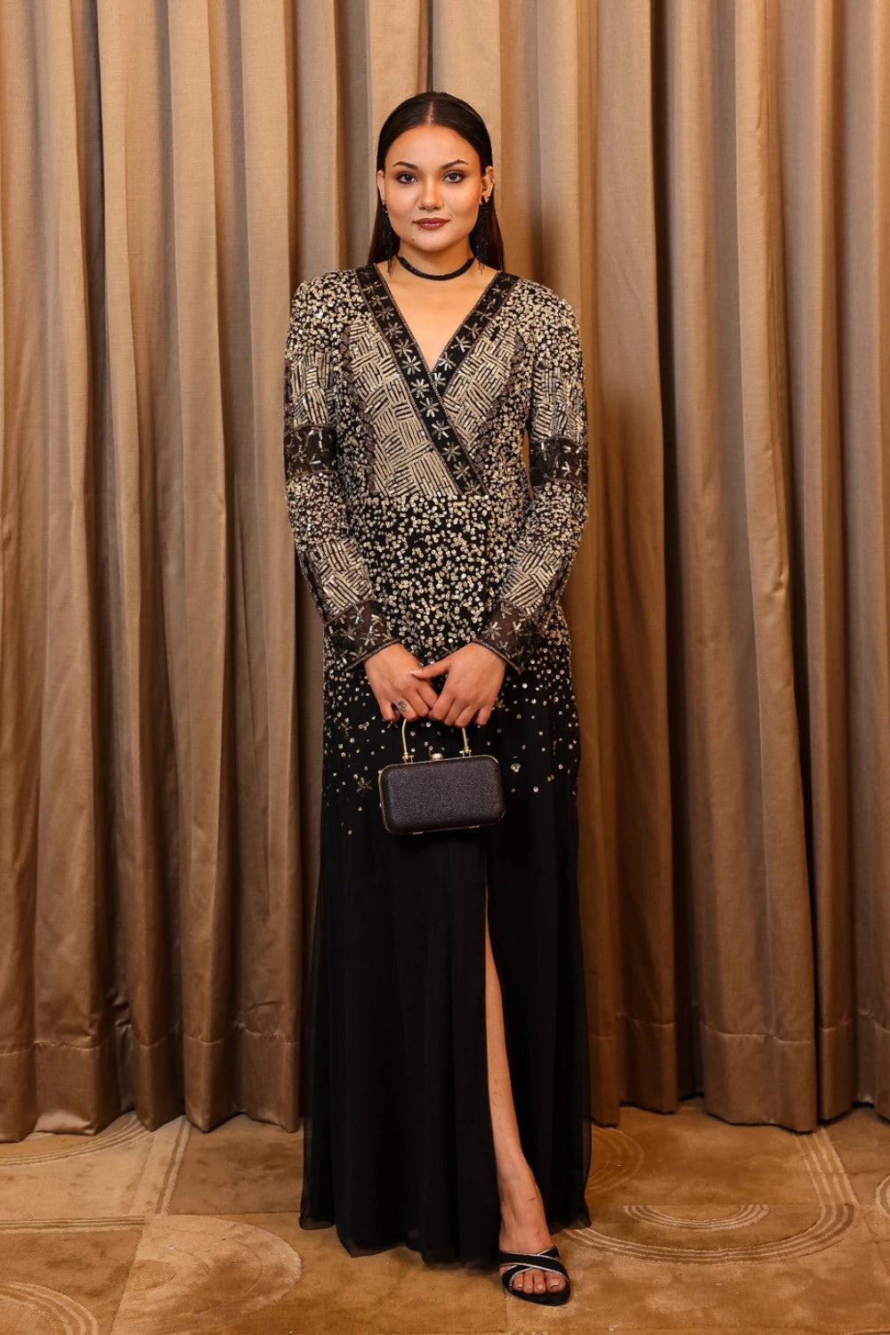 Black Gold Statement Gown