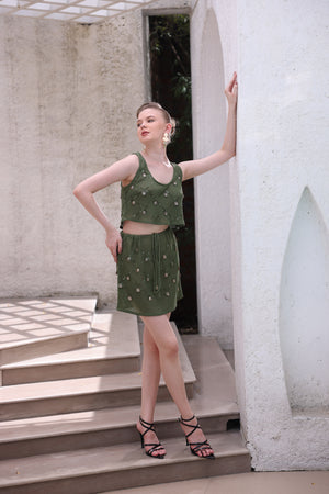Olive Embellished Co-ord Set