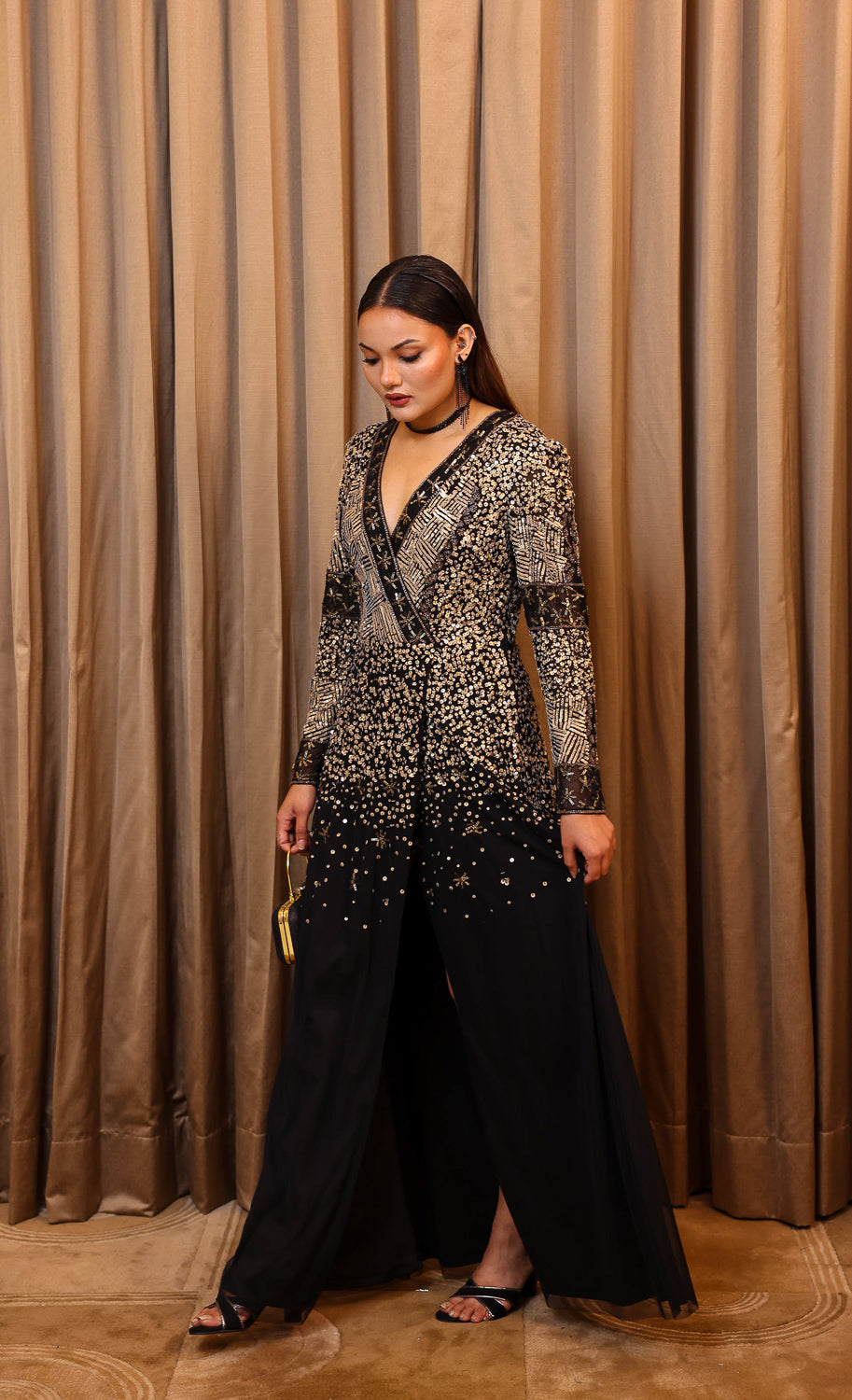 Black Gold Statement Gown