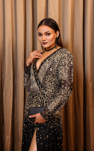 Black Gold Statement Gown