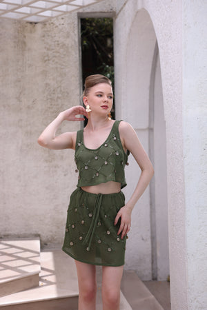 Olive Embellished Co-ord Set