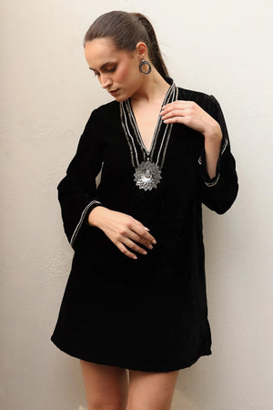 Black Velvet Necklace Tunic