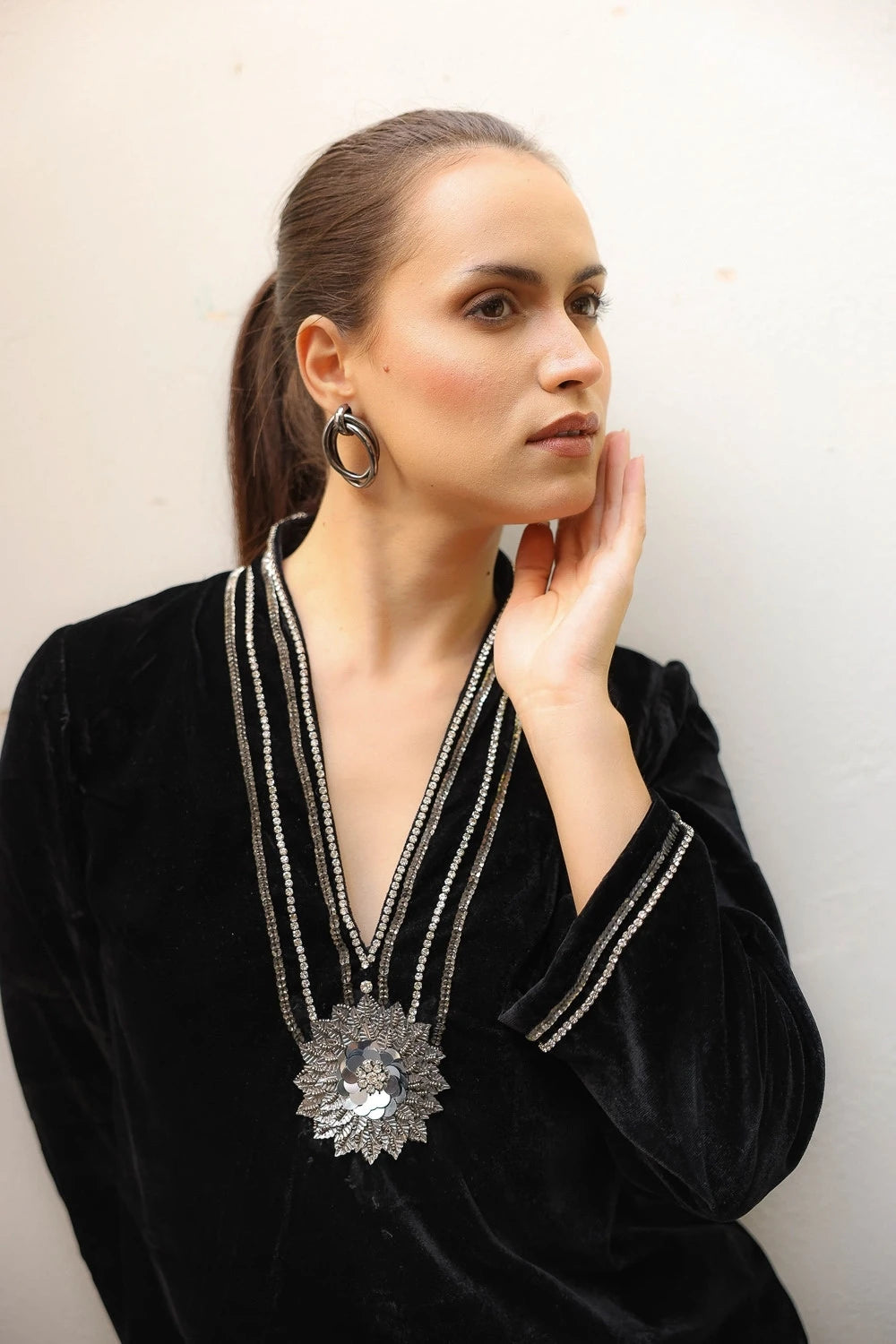 Black Velvet Necklace Tunic