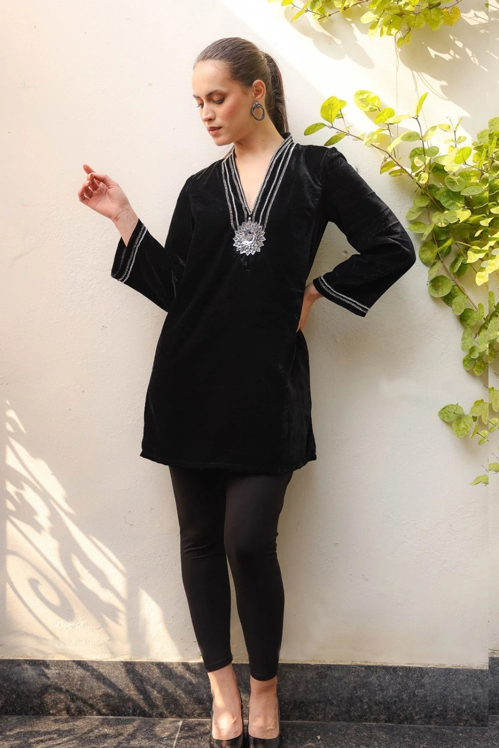 Black Velvet Necklace Tunic