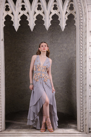 Platinum Embellished High-Low Gown