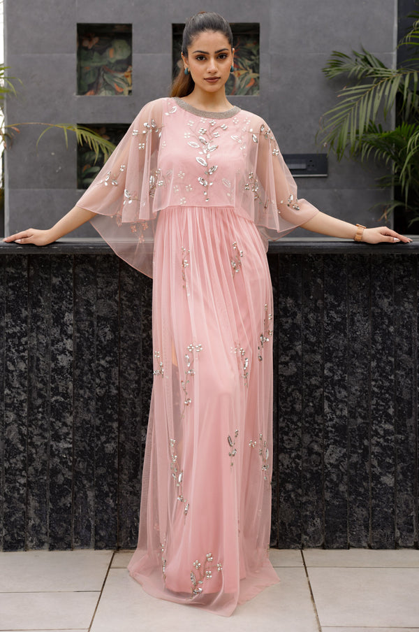 Soft Pink Cape Dress