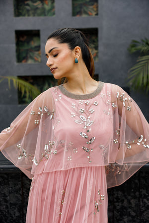 Soft Pink Cape Dress