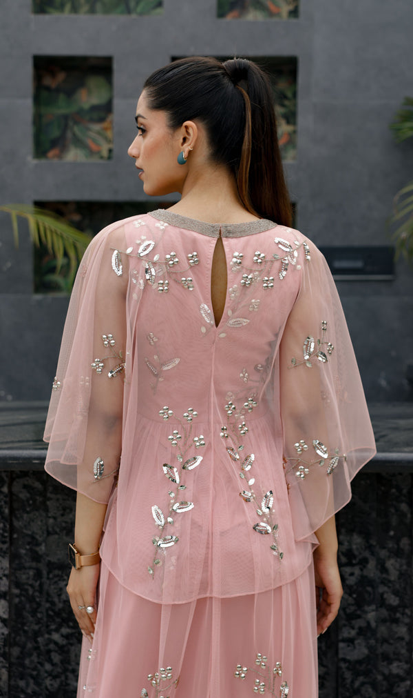 Soft Pink Cape Dress