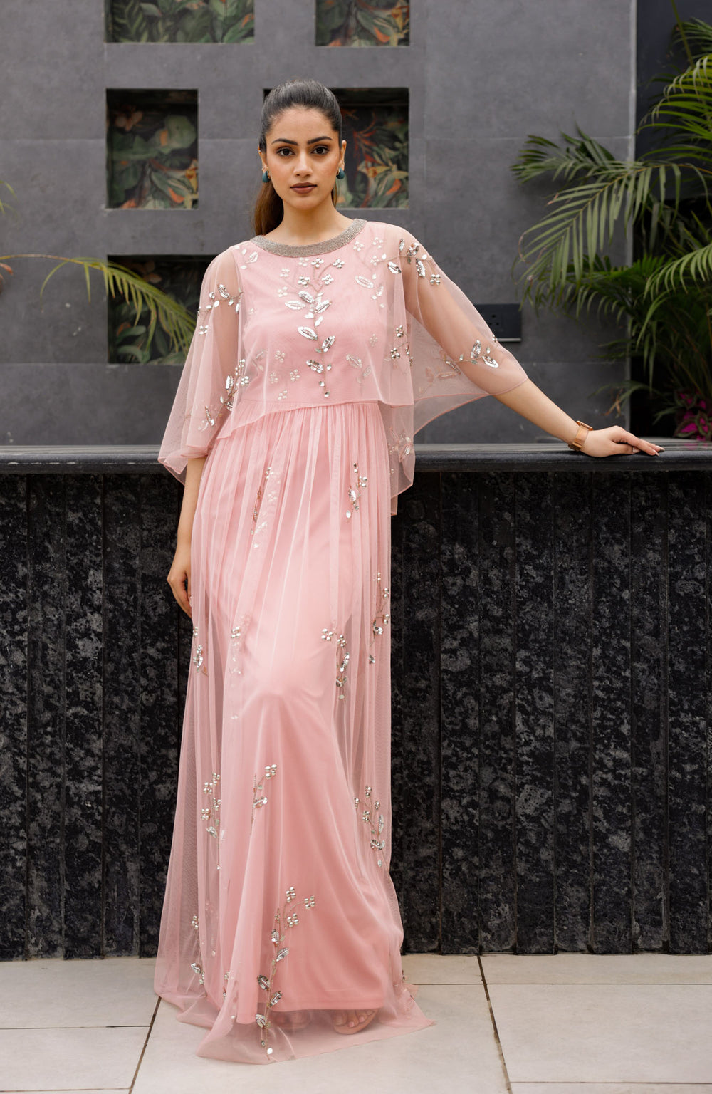 Soft Pink Cape Dress
