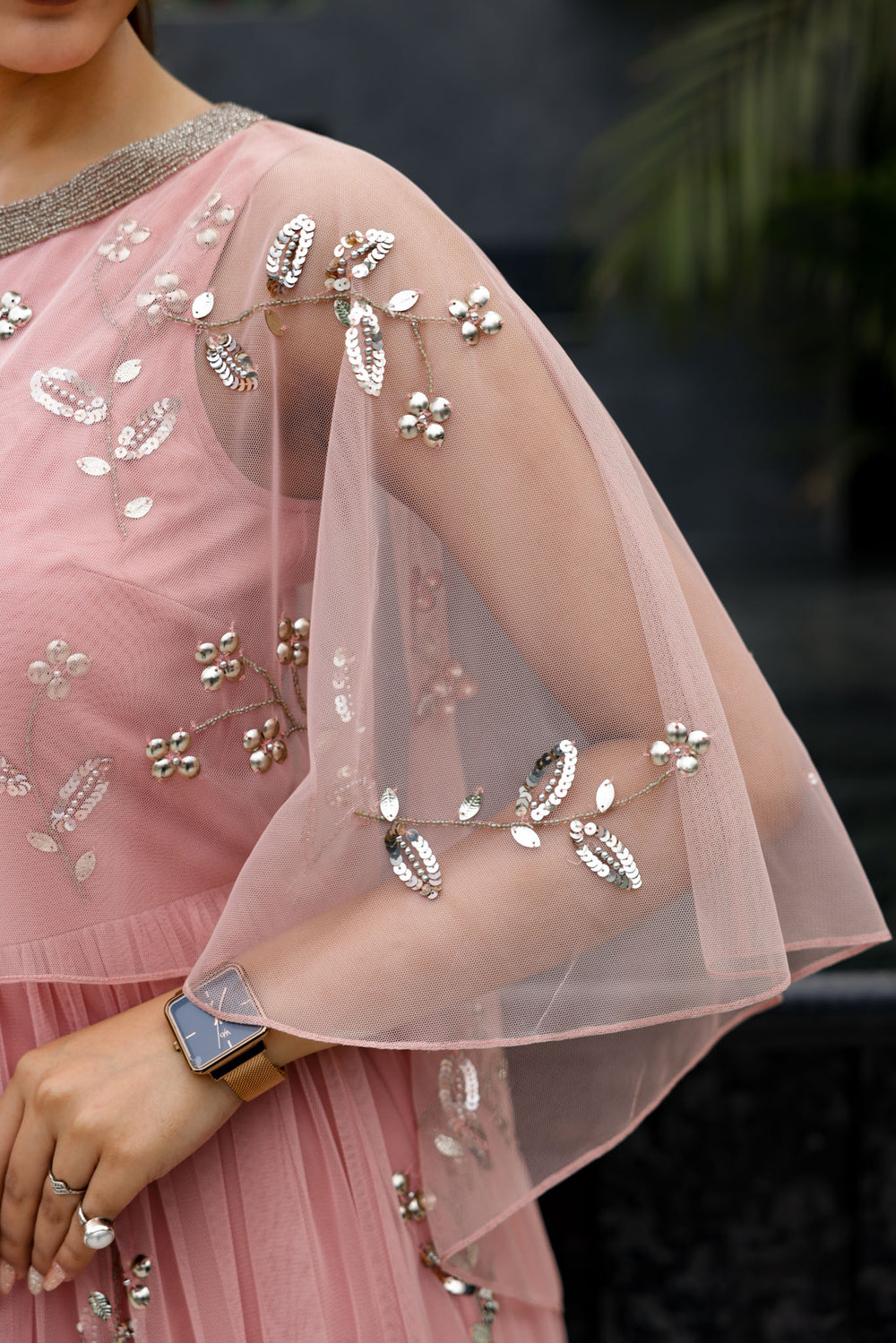 Soft Pink Cape Dress