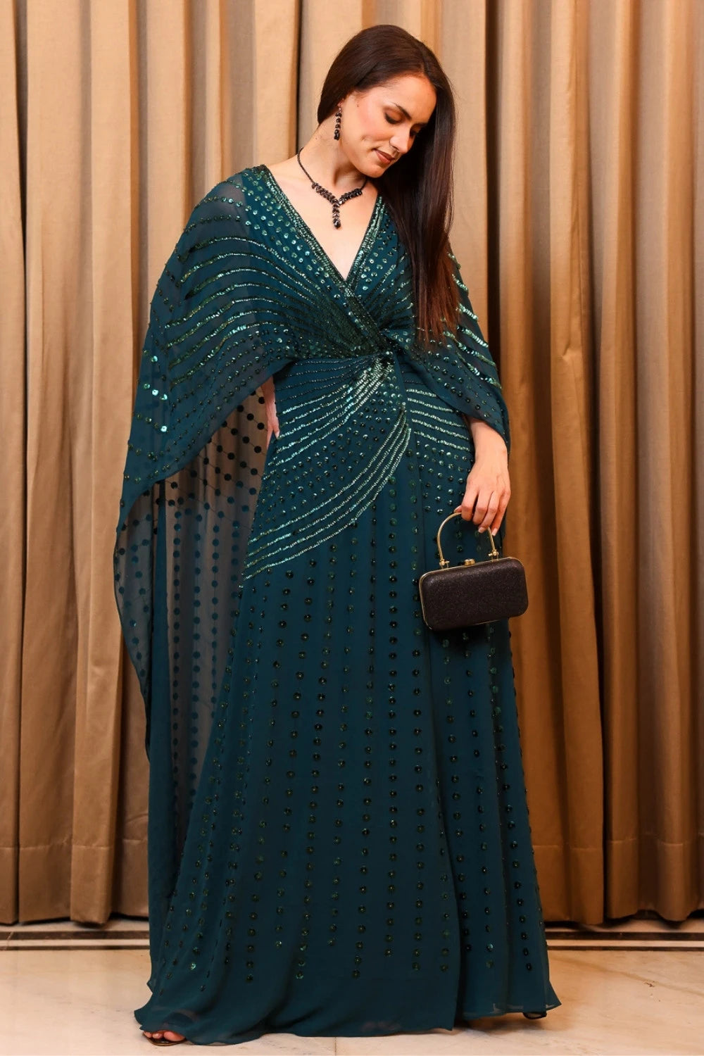 Emerald Cape Gown