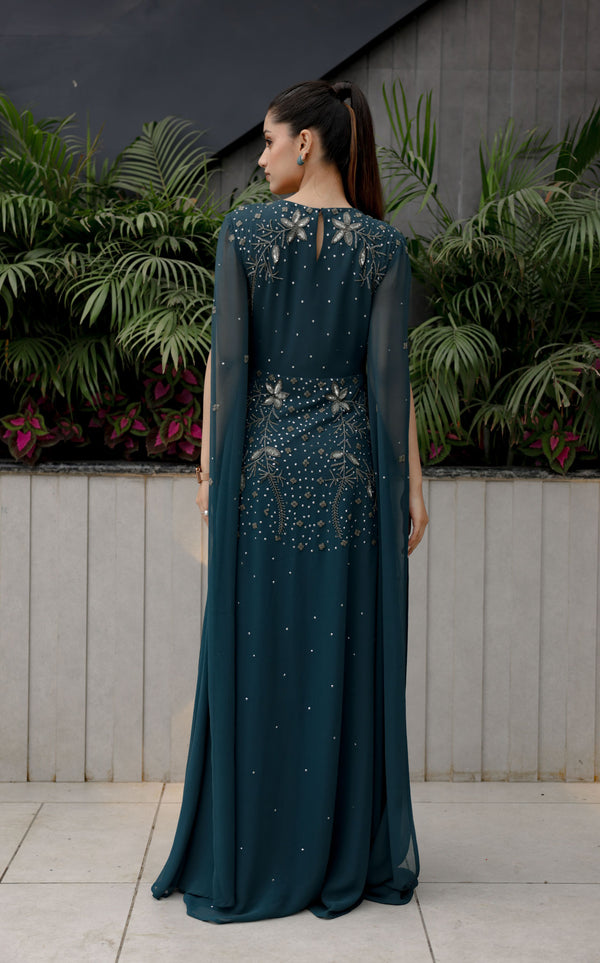 Deep Team Embroidered Wrap Gown