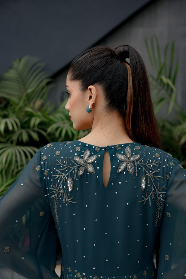 Deep Team Embroidered Wrap Gown
