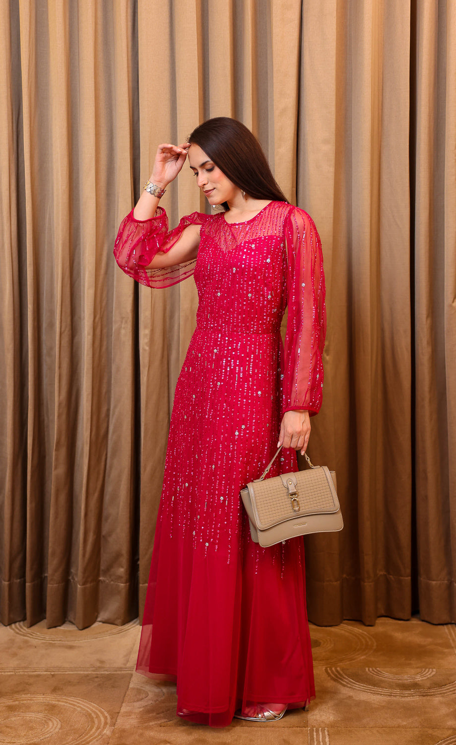 Hot Pink Sequin Gown