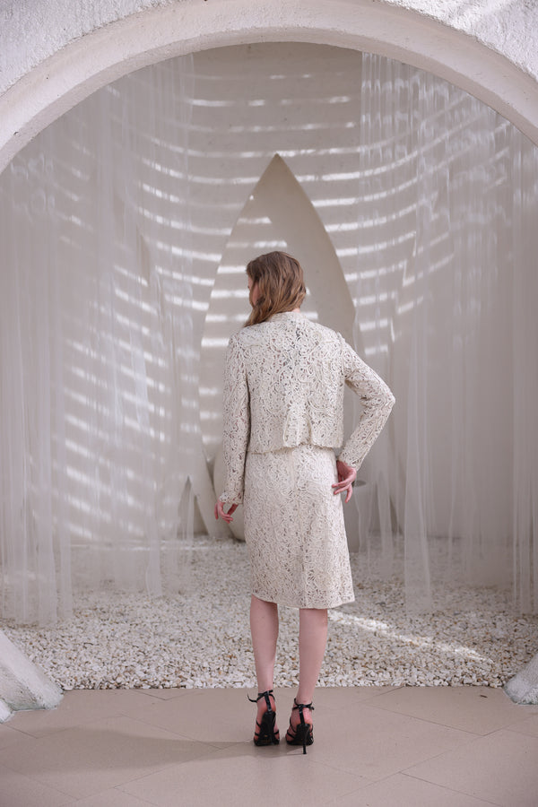 Ivory Lace Dress and Shrug Set