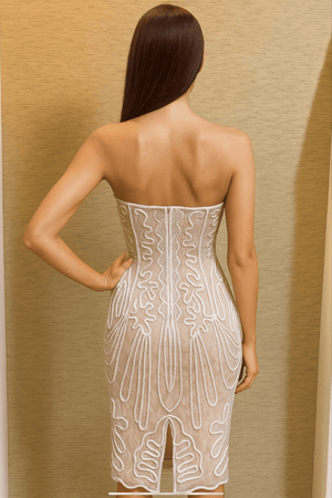 Mint Hand-Beaded Strapless Dress