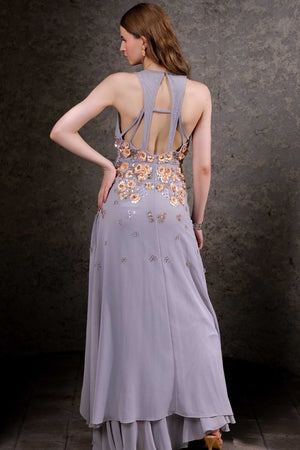 Platinum Embellished High-Low Gown