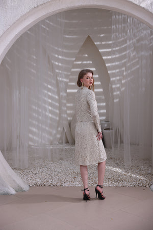 Ivory Lace Dress and Shrug Set