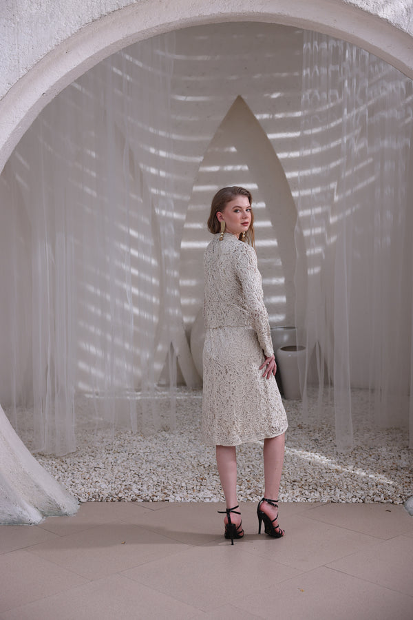 Ivory Lace Dress and Shrug Set