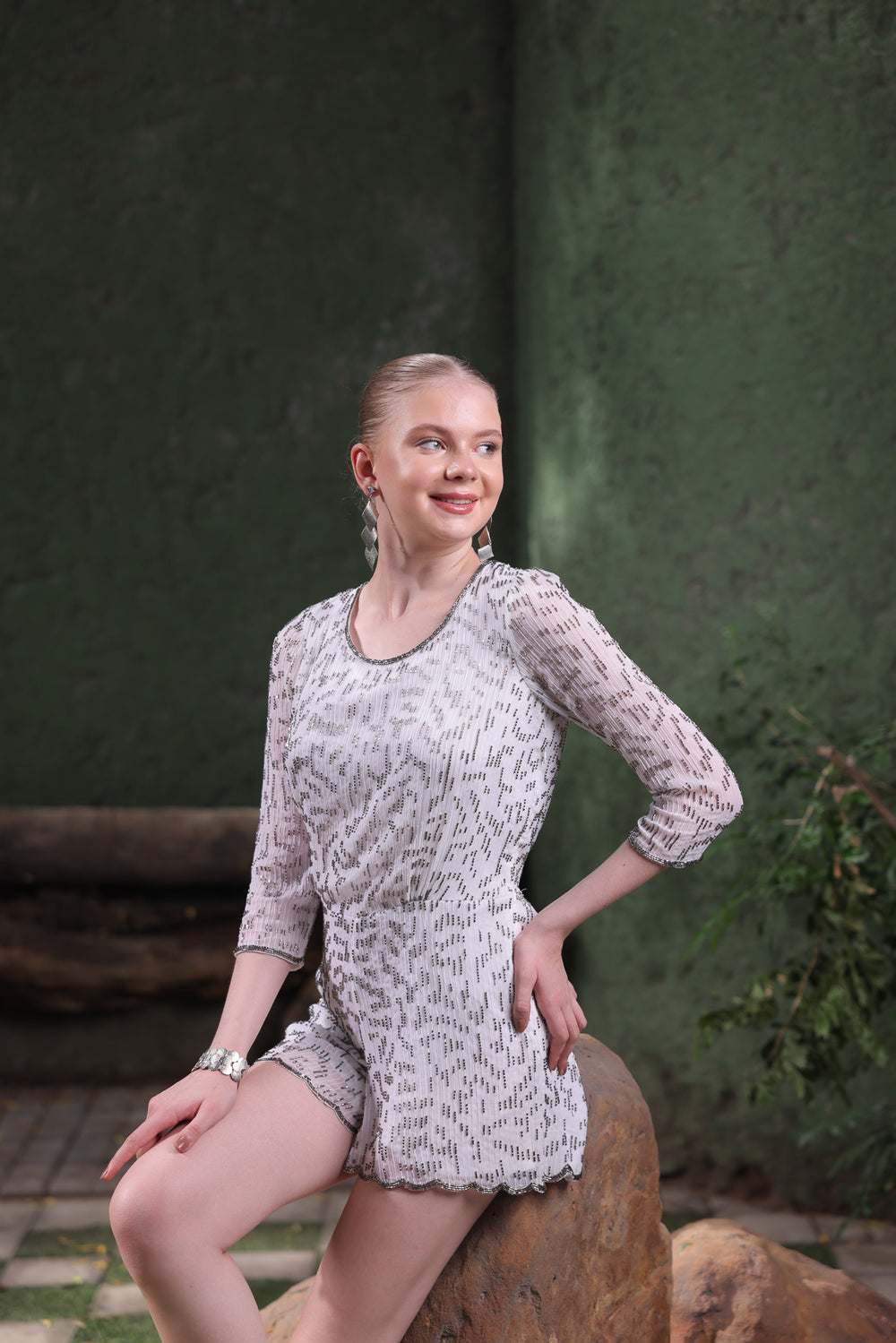 Ivory Sequin Playsuit