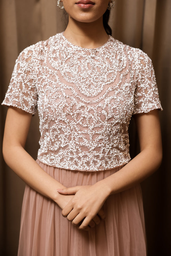Blush Embroidered Gown