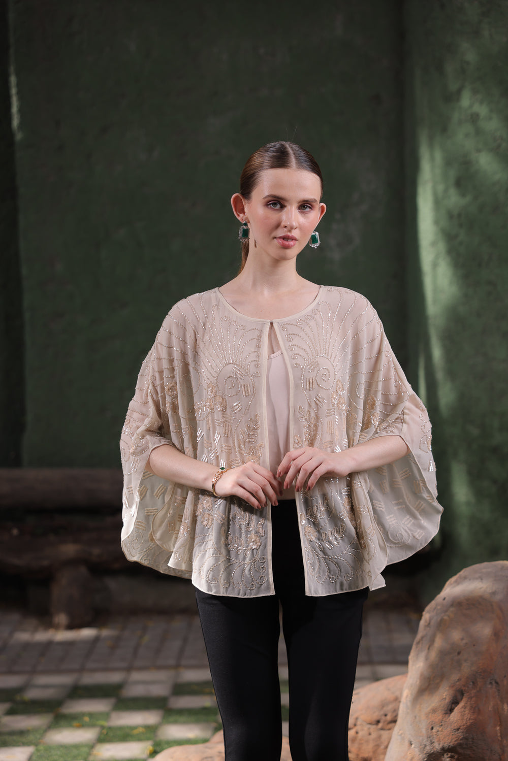 Champagne Embroidered Shrug