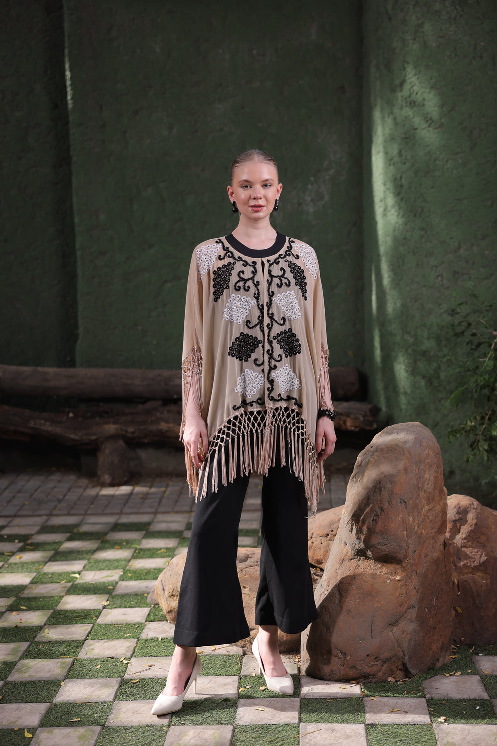 Black Tailored Flared Trousers