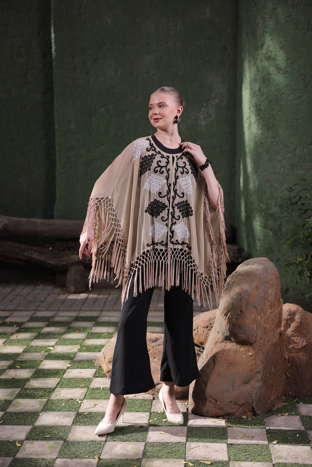 Black Tailored Flared Trousers