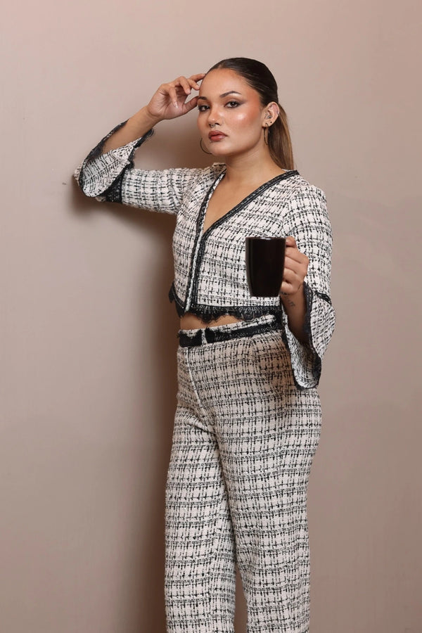 Monochrome Lace-Trim Co-ord