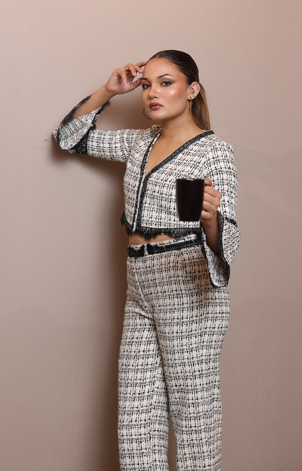 Monochrome Lace-Trim Co-ord
