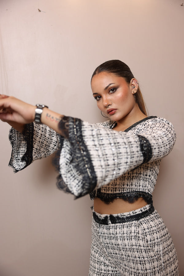 Monochrome Lace-Trim Co-ord