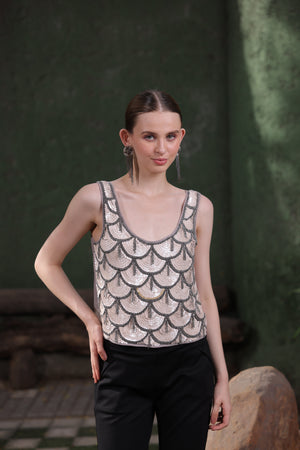 Champagne Sequin Top