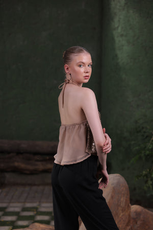 Bronze Sequin Halter Top