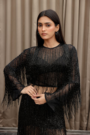 Black Fringe Co-ord Set