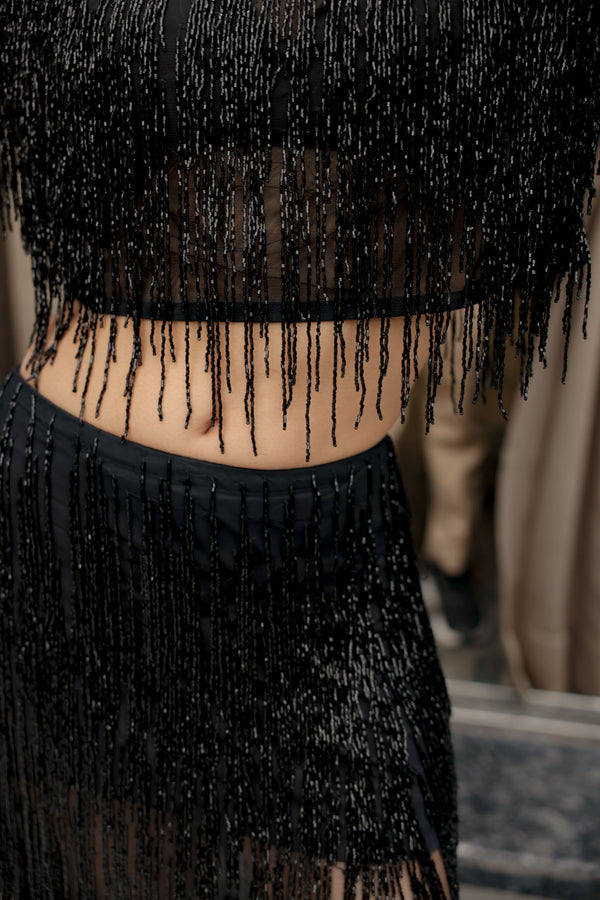 Black Fringe Co-ord Set