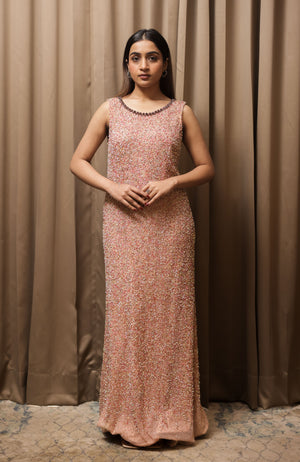 Peach Fully Embellished Gown