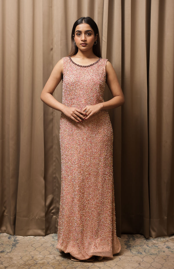 Peach Fully Embellished Gown