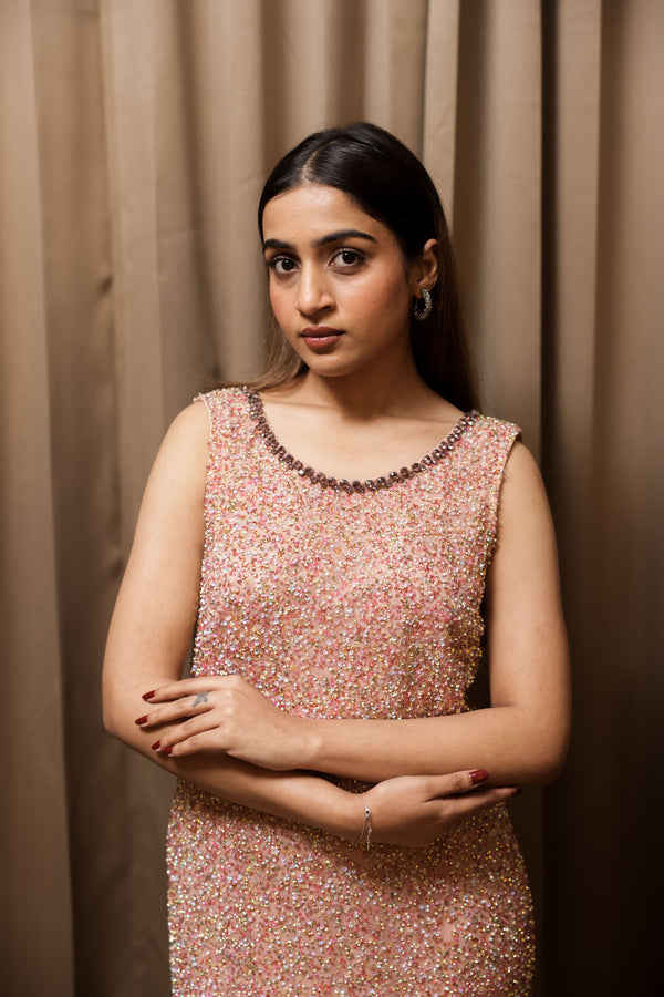 Peach Fully Embellished Gown