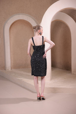 Black Embellished Midi Dress