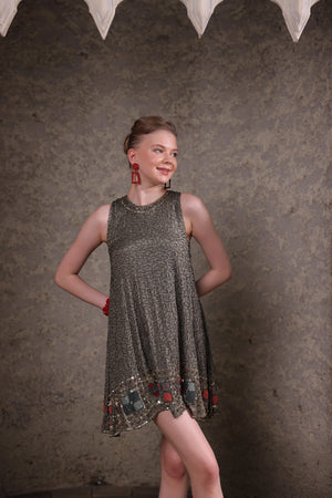 Olive Sequin Embellished Shift Dress