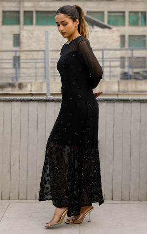Black Sheer Overlay Dress