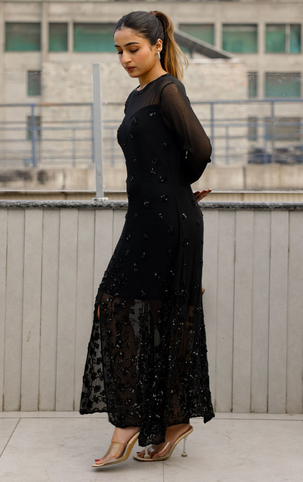 Black Sheer Overlay Dress