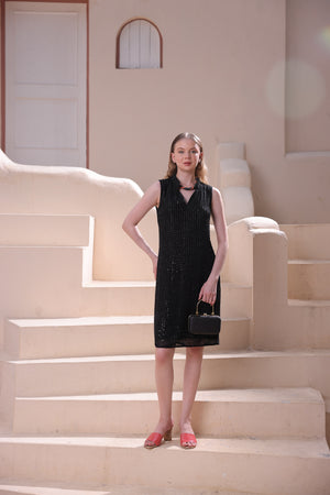 Black Textured Shift Dress