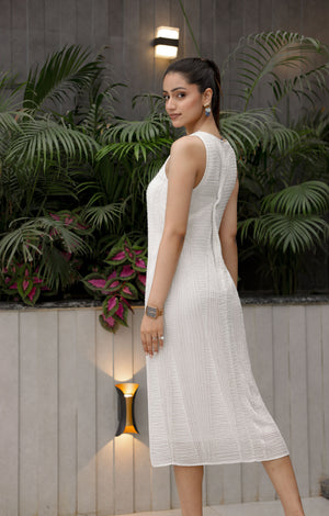 White Textured Midi