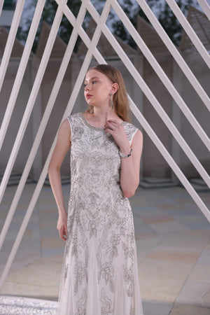 Ivory Embellished Floor-Length Gown